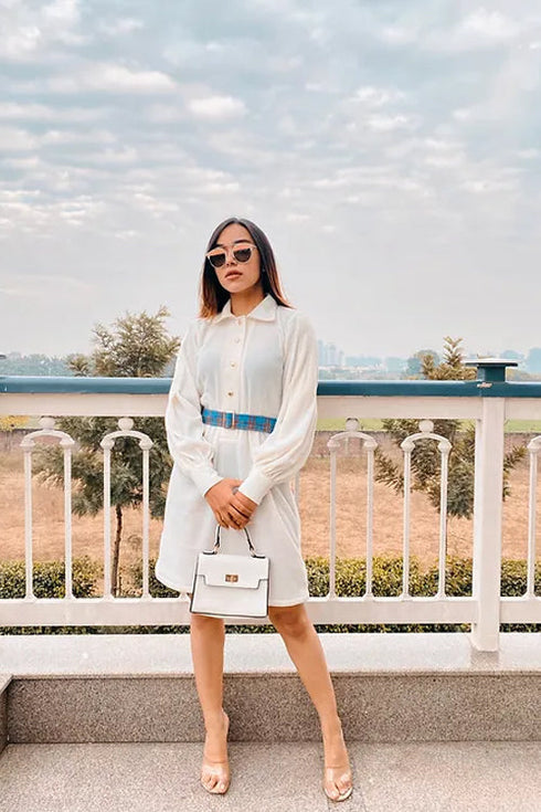 Kyra White Woollen Dress